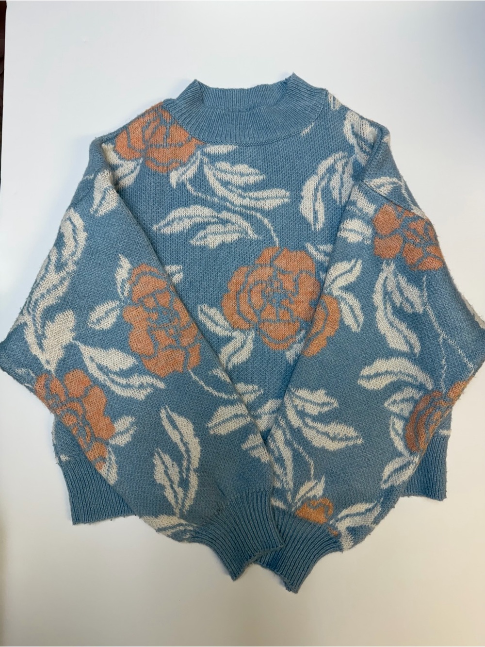 Mango Blue Floral Cashmere-Blend Sweater - Brand